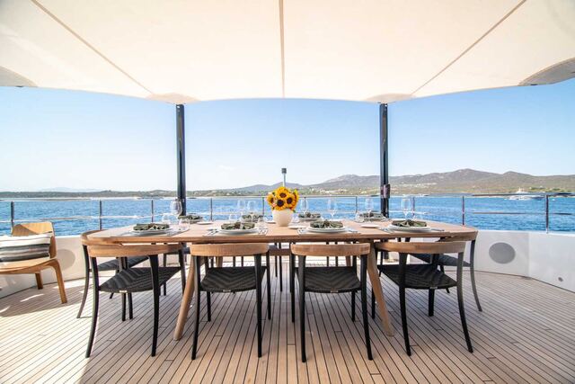 Open-air dining on deck